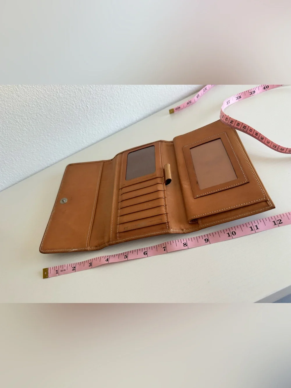 Dooney and Bourke Pattern Vintage Brown Canvas & Tan Leather Clutch Wallet